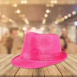 pink hat with sequins